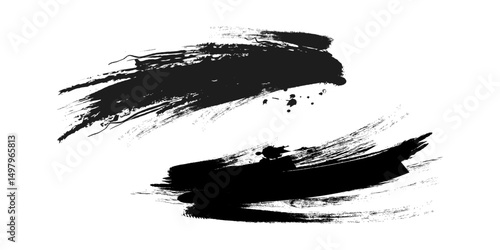 ink brush touch. black ink brush strokes frame. Black ink background painted by brush