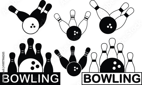 Bowling alley vector, Clipart, Silhouette, Vector, icons, illustration, design.