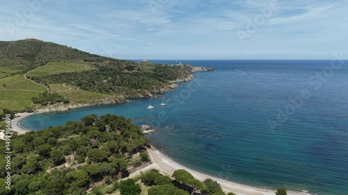 Vue aérienne de la plage de Paulilles et la plage Bernardi entre Port Vendres et Banyuls.