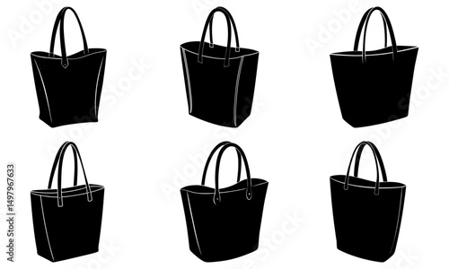 Simple Tote Bag silhouette vector