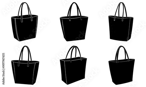 Simple Tote Bag silhouette vector