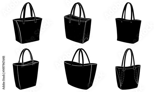 Simple Tote Bag silhouette vector