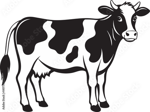 black and white cow vector.eps