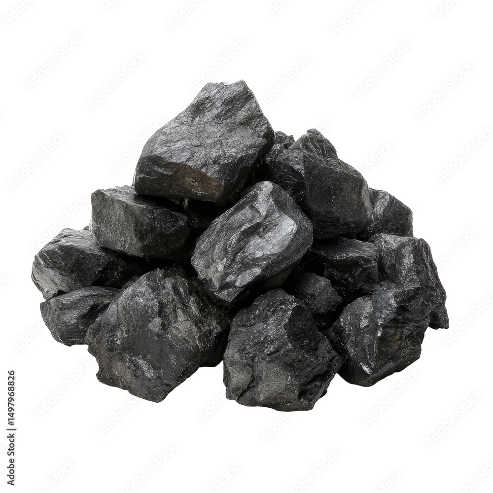 A close-up shot of a pile of dark, rough-textured coal lumps, showcasing their irregular shapes and matte black surface against a plain black background A close-up shot of a pile of dark, rough-textured coal lumps, showcasing their irregular shapes and matte black surface against a plain black background