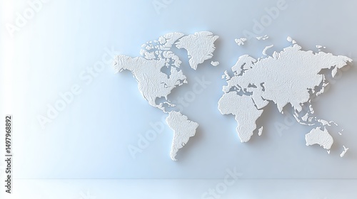World Map White Wall Decoration