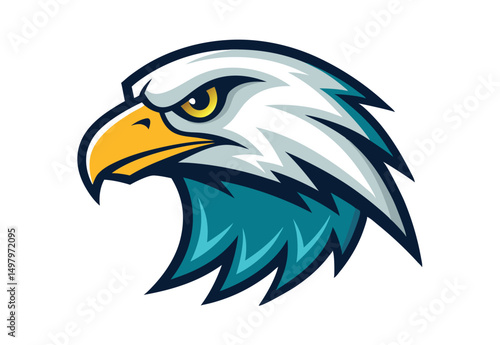 mascot eagle head vector vintage logo flat illustration.