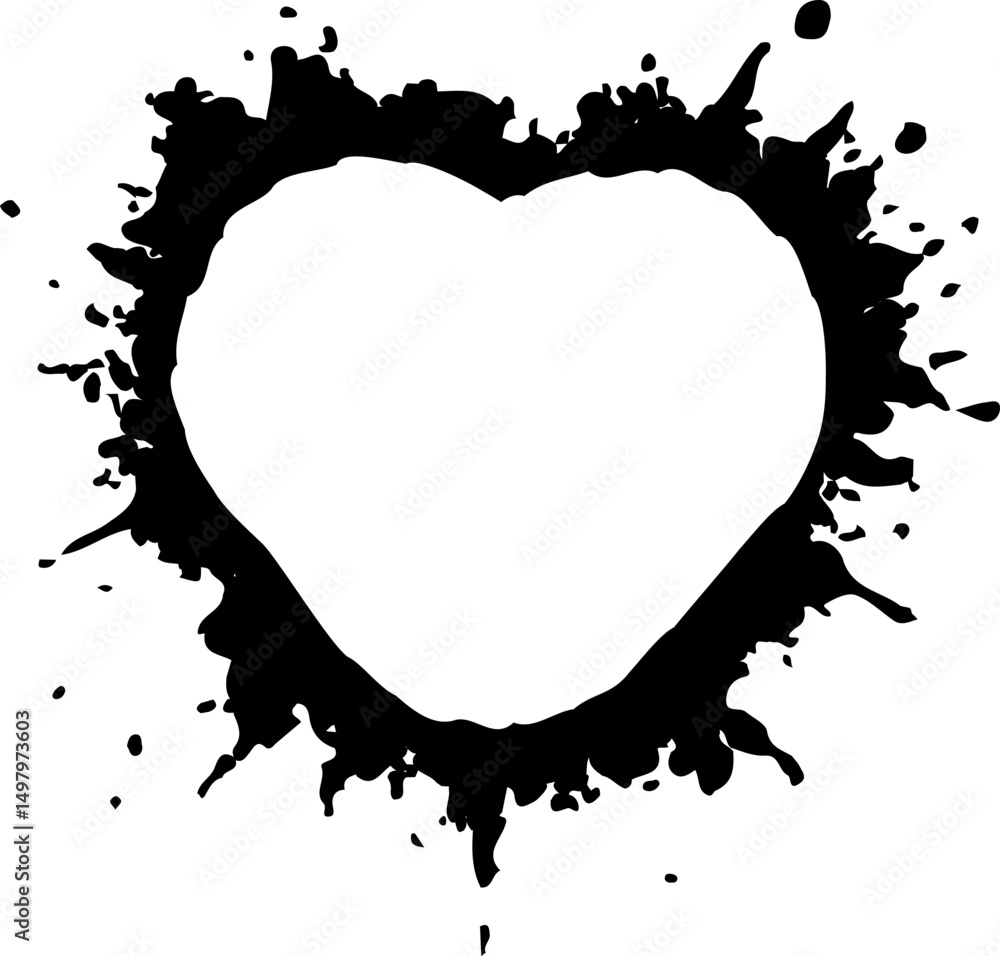 Naklejka premium Flowing ink blot with soft curving edges and an empty circular space in the center.