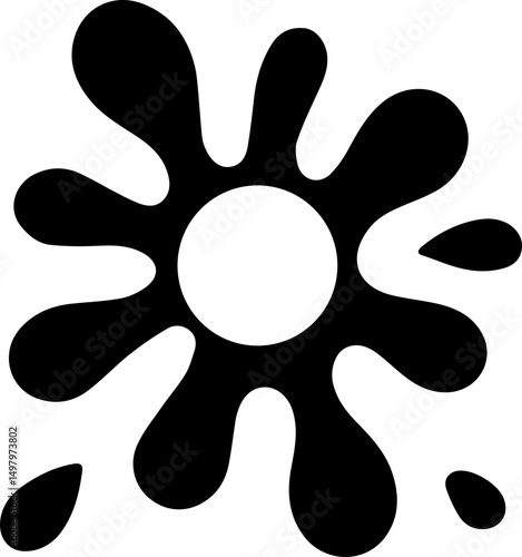 Starburst-shaped ink explosion with grunge strokes extending from a hollow central circle.
