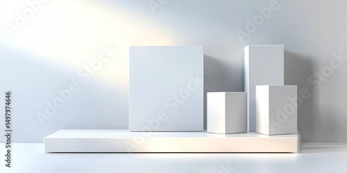 line connection in modern architecture featuring sleek glass facades and minimalist geometric forms against a soft neutral background
