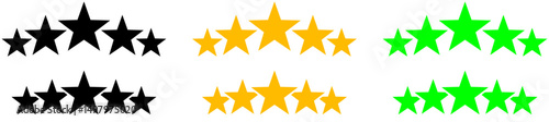 Green black and golden five stars rating review vector illustration.