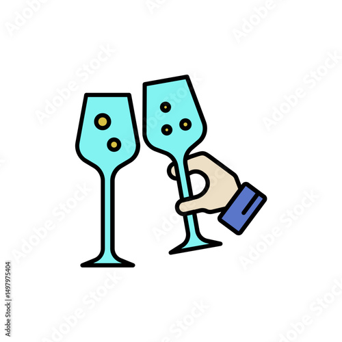 Champagne Glass with Star for VIP Welcome Icon.