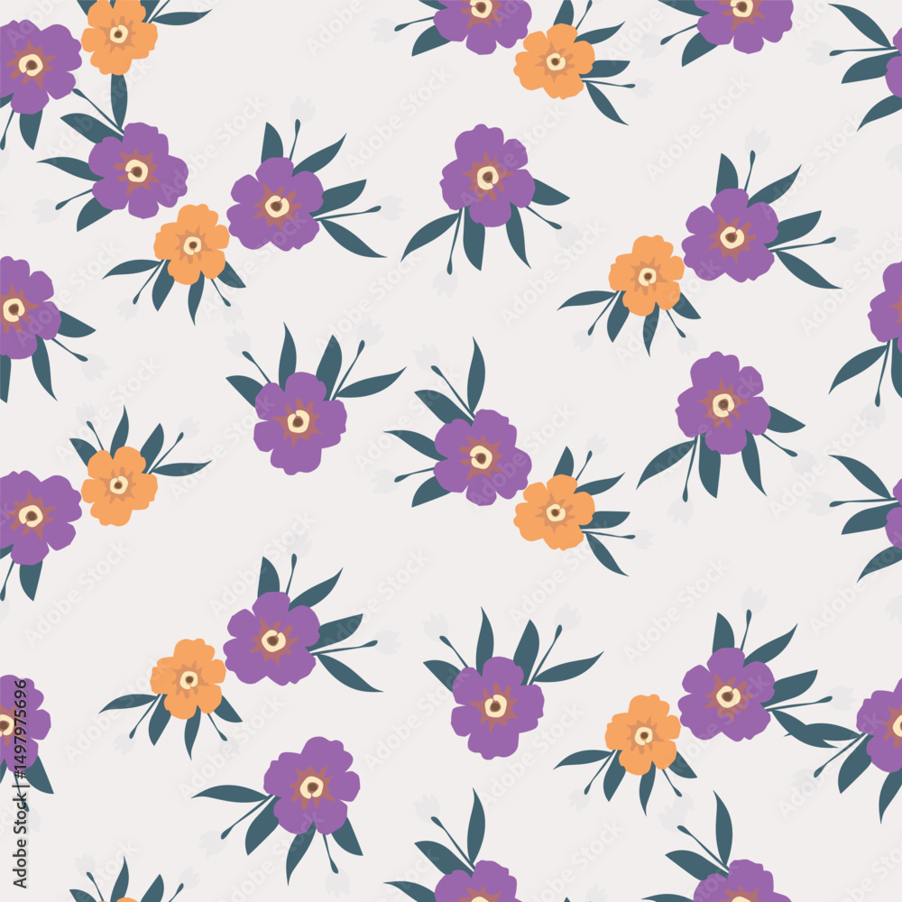 Seamless pattern with floral motifs. Vector illustration. Seamless pattern with floral motifs. Vector illustration.