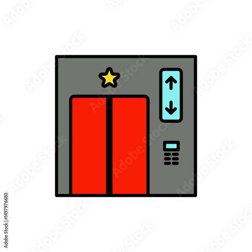 VIP Elevator with Spotlight and Sign Icon.