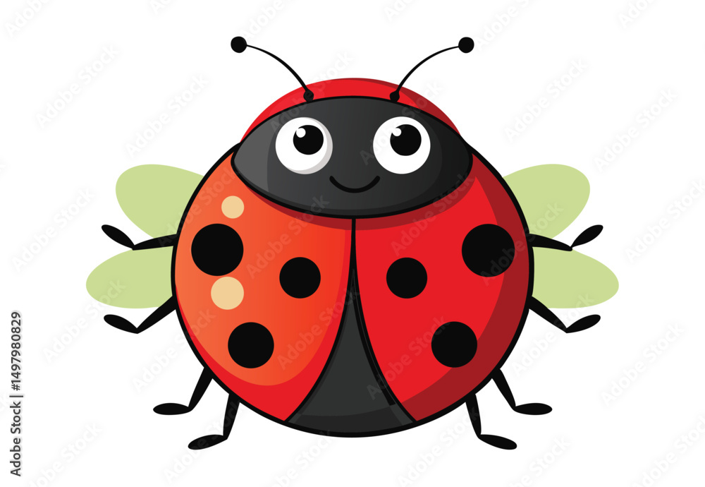 Ladybug beetle cartoon vector illustration, top view flat design. Ladybug beetle cartoon vector illustration, top view flat design.