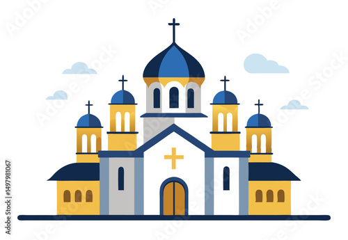 Wallpaper Mural vintage church tower vector illustration on white background Torontodigital.ca