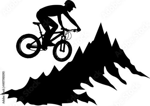 Mountain Biker Silhouette vector