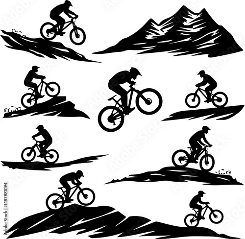 Mountain Biker Silhouette vector