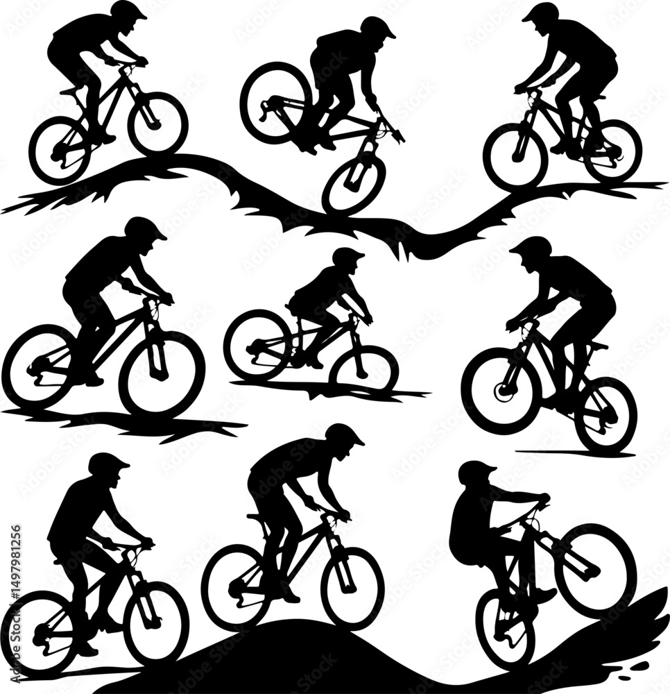 Obraz premium Mountain Biker Silhouette vector