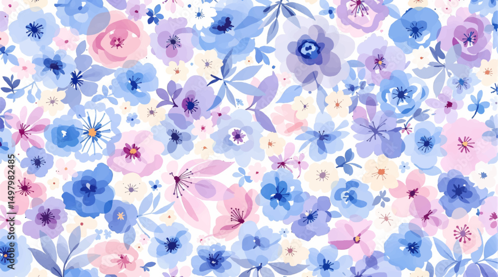Fototapeta premium Spring flowers watercolor background, Colorful flowers watercolor background, Abstract background with flowers watercolor
