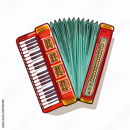 Ícone de sanfona tradicional colorida com padrão decorativo