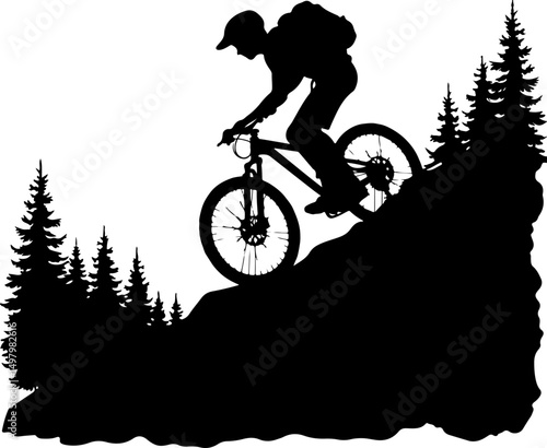Mountain Biker Silhouette vector