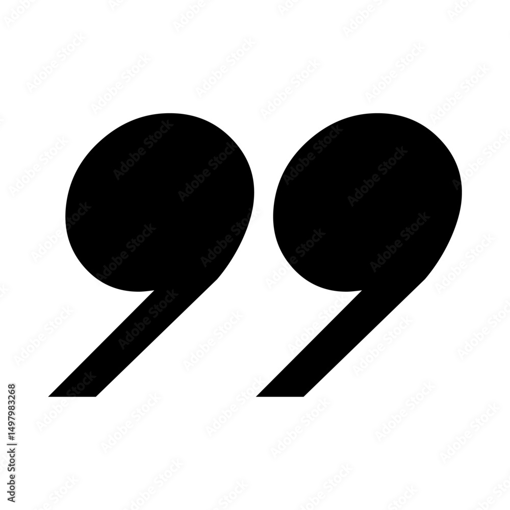 Fototapeta premium Quotation symbol black color flat style isolated on white background for design project vector