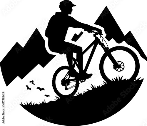 Mountain Biker Silhouette vector