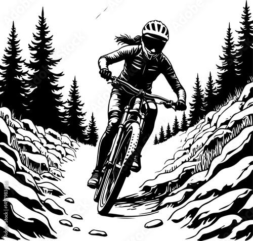 Mountain Biker Silhouette vector