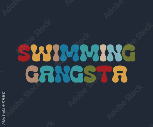 Swimming gangsta t shirt design vector