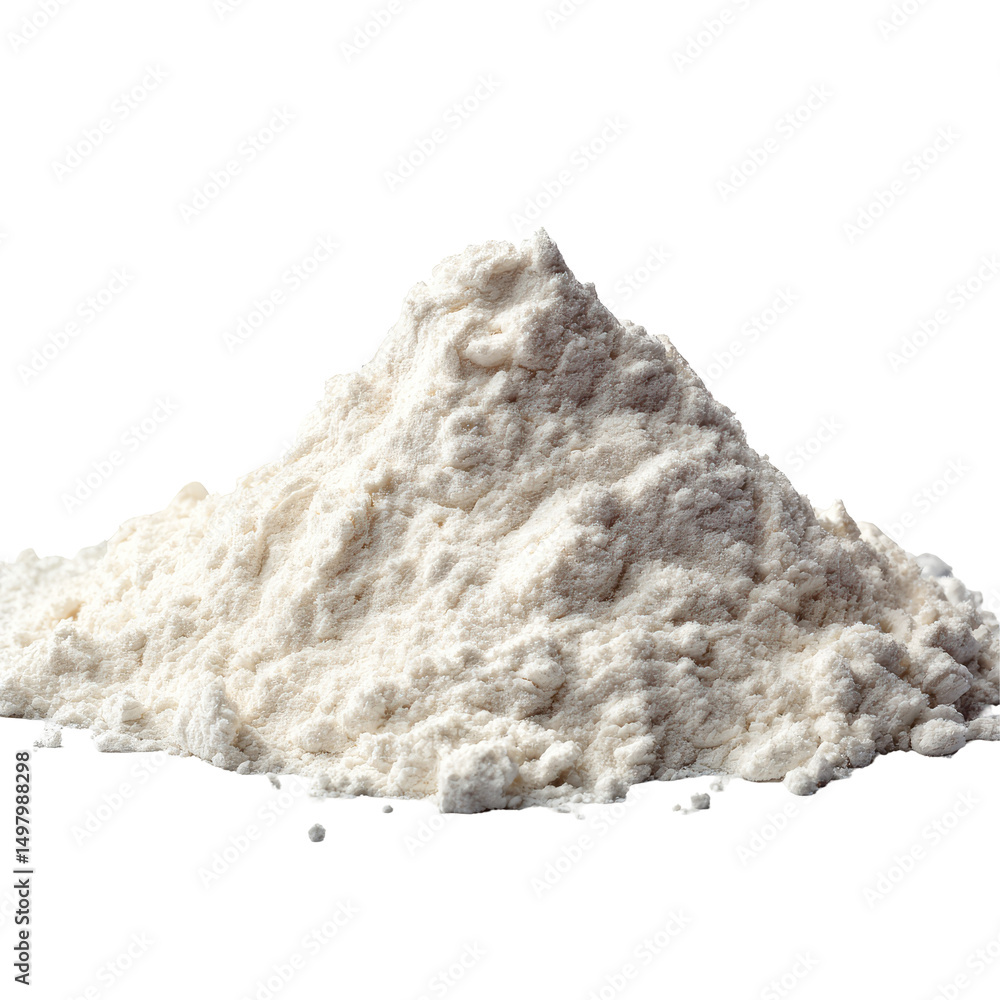 A close-up shot of a small, uneven pile of fine, white powder, possibly flour or another similar substance, against a black background. The texture appears soft and slightly granular A close-up shot of a small, uneven pile of fine, white powder, possibly flour or another similar substance, against a black background. The texture appears soft and slightly granular