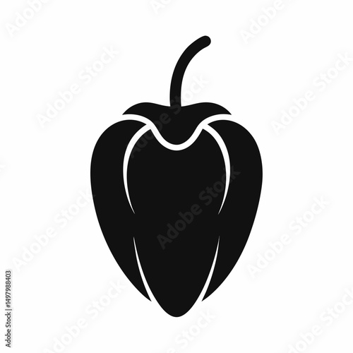 Habanero Pepper Silhouette icon on white background