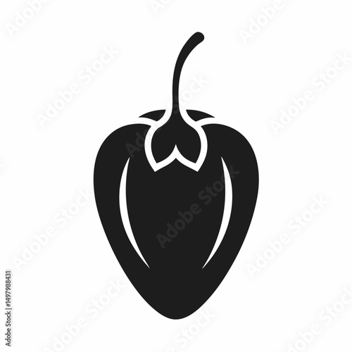 Habanero Pepper Silhouette icon on white background