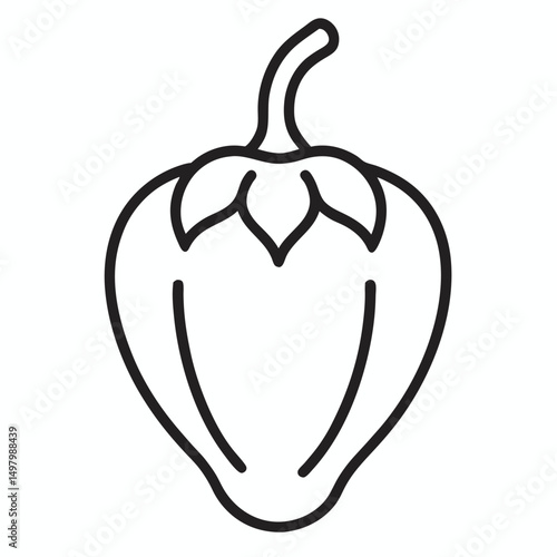 Habanero Pepper outline icon on white background