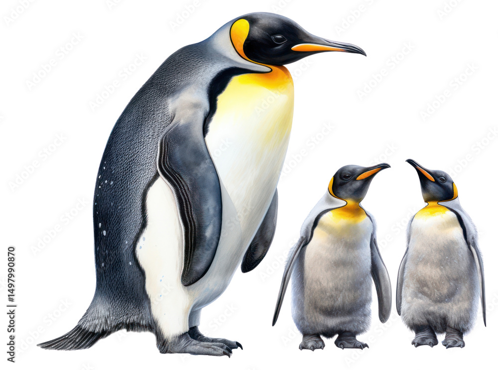 Fototapeta premium PNG Penguin animal bird king penguin, digital paint illustration.