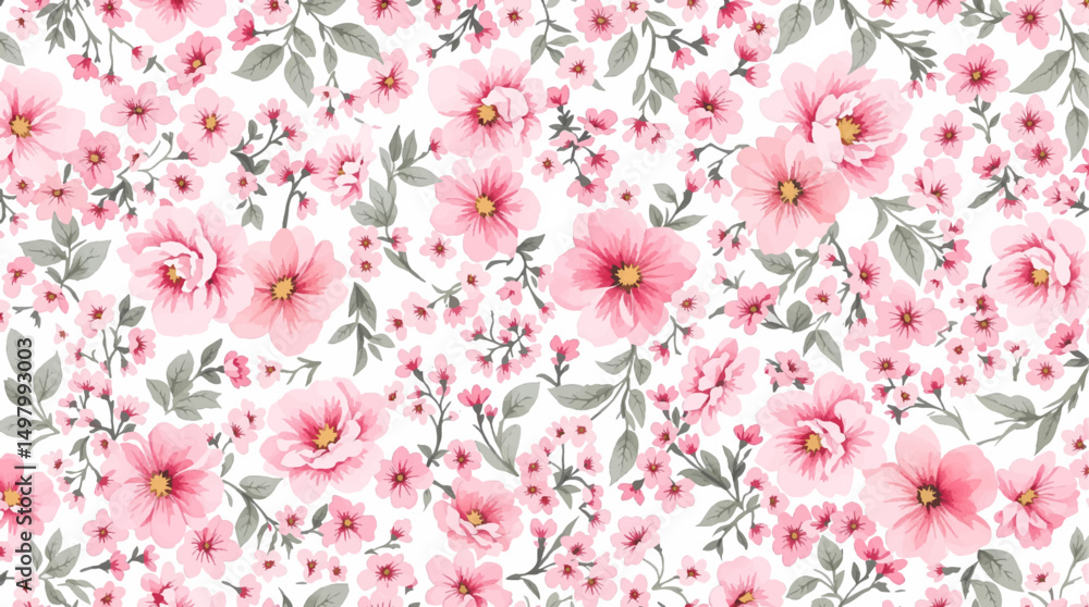 custom made wallpaper toronto digitalPink flowers watercolor background