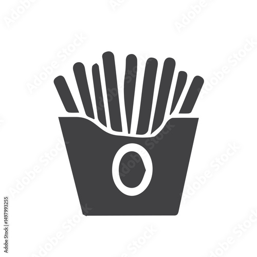 big potato fries icon, black illustration on white