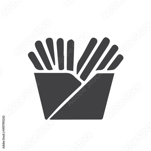 potato fries icon, black illustration on white background