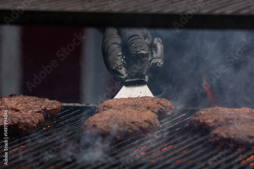 BBQ Burger with Flame – Outdoor Grilling