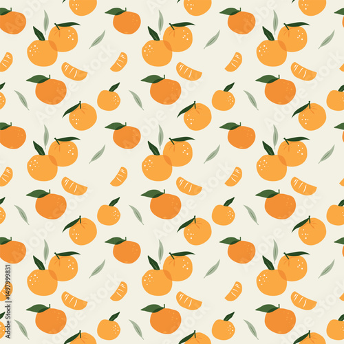 Vector seamless orange Pattern. Cute colorful spring, summer pattern for fabric, wrapping paper, clothes.