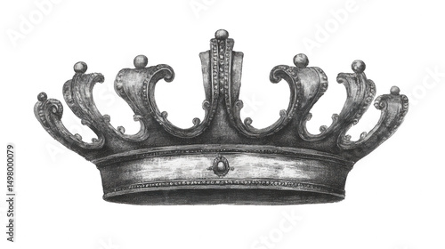 Royal Crown Intricate Silver Detailing PNG Transparent Background Illustration