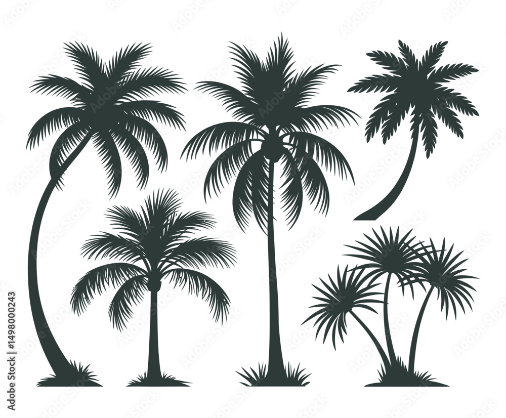 Tropical Palm Tree Silhouette Collection Vector Template Illustration Tropical Palm Tree Silhouette Collection Vector Template Illustration