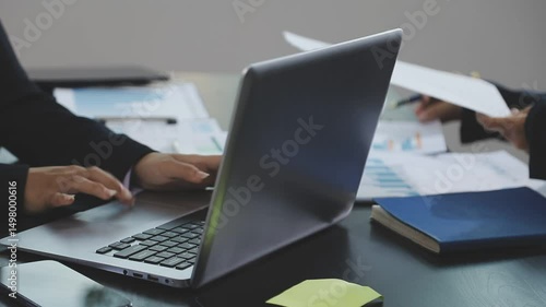 Team of business people working together in the meeting room office, teamwork background charts and graphs banner, double exposure successful teamwork,business planning concept.