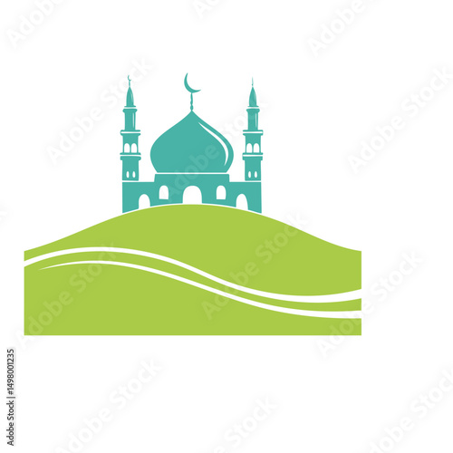 Mosque on a hilltop peaceful islamic landscape
