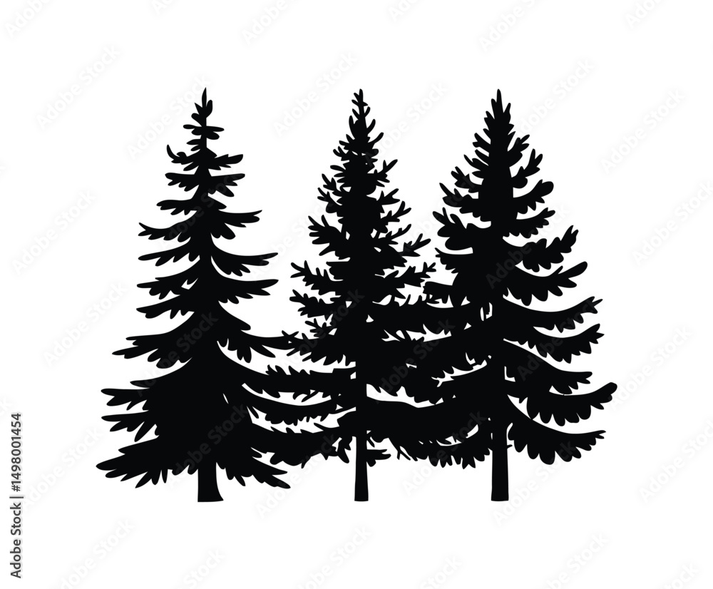 Fototapeta premium Pine Tree Silhouette EPS Vector Template on White Background