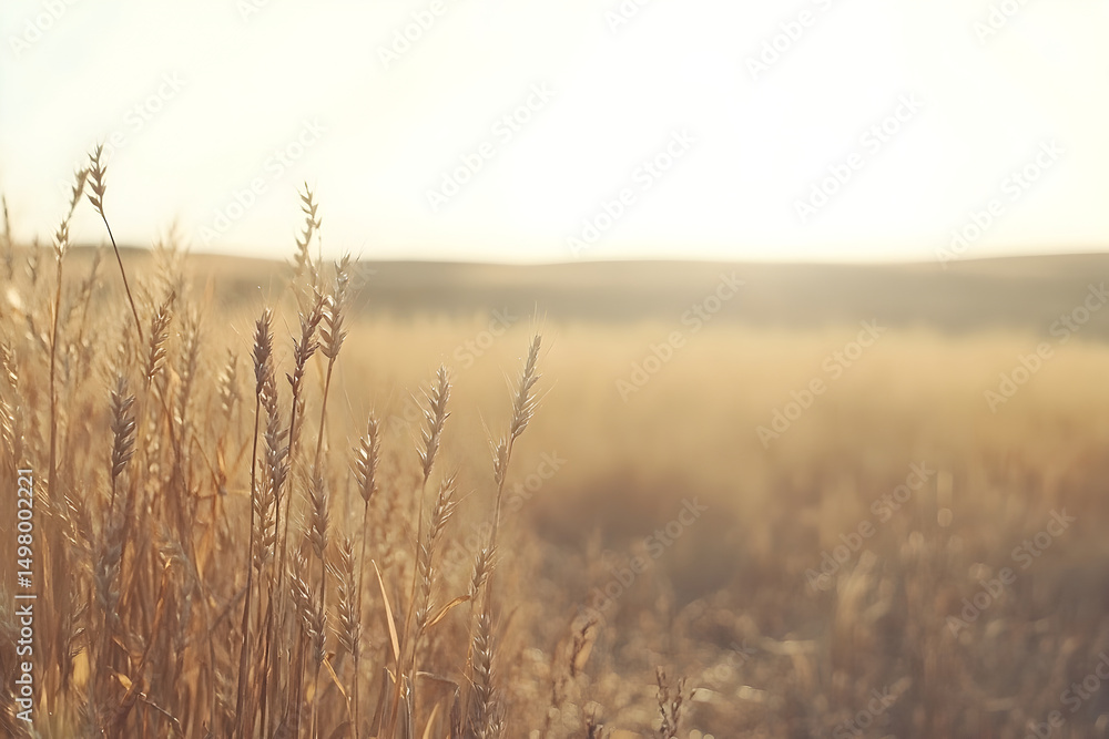 Fototapeta premium Golden wheat field on a bright sunny day