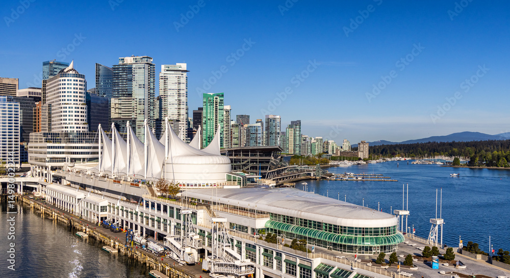 Fototapeta premium Aerial View of Downtown Vancouver, BC, Canada Waterfront and Skyline