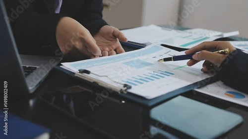 Team of business people working together in the meeting room office, teamwork background charts and graphs banner, double exposure successful teamwork,business planning concept.