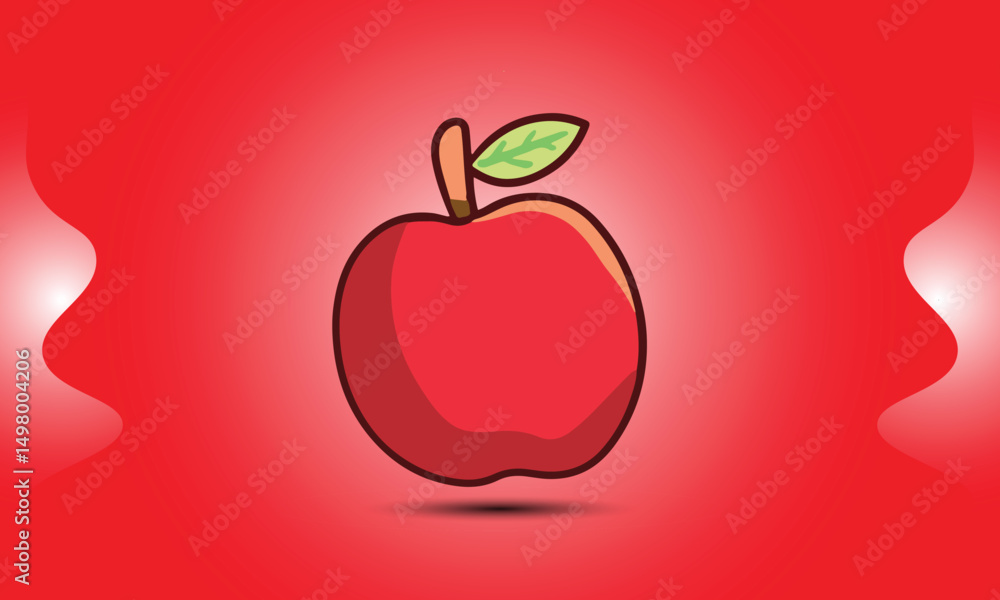 Vibrant Red Apple: A digitally rendered image of a ripe, juicy red apple, complete with a green leaf and stem, set against a dynamic gradient background. Vibrant Red Apple: A digitally rendered image of a ripe, juicy red apple, complete with a green leaf and stem, set against a dynamic gradient background.