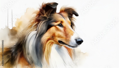 Aquarell-Porträt eines Collies photo