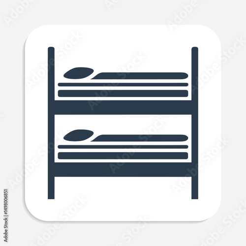 Two-Level Bunk Bed Icon, Dormitory, and Youth Hotel Visuals